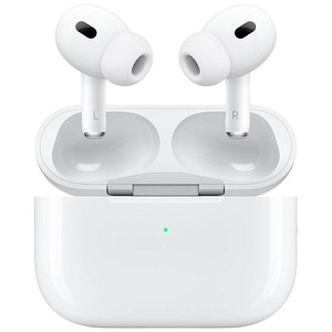 Purer Musikgenuss trifft hohen Tragekomfort: der Apple AirPods Pro 2. Gen. (USB-C) In-Ear-Kopfhörer weißDer Apple AirPods Pro 2. Gen. (USB-C) In-Ear-Kopfhörer weiß wird Sie durch angenehmen Tragekomfort und glasklaren Sound überzeugen. So haben Sie Ihren ganz persönlichen Ton stets direkt bei sich.Diese Anschlussmöglichkeiten hat der Apple AirPods Pro 2. Gen. (USB-C) In-Ear-Kopfhörer weiß zu bietenDamit Sie das Gerät mit anderen Geräten verbinden können